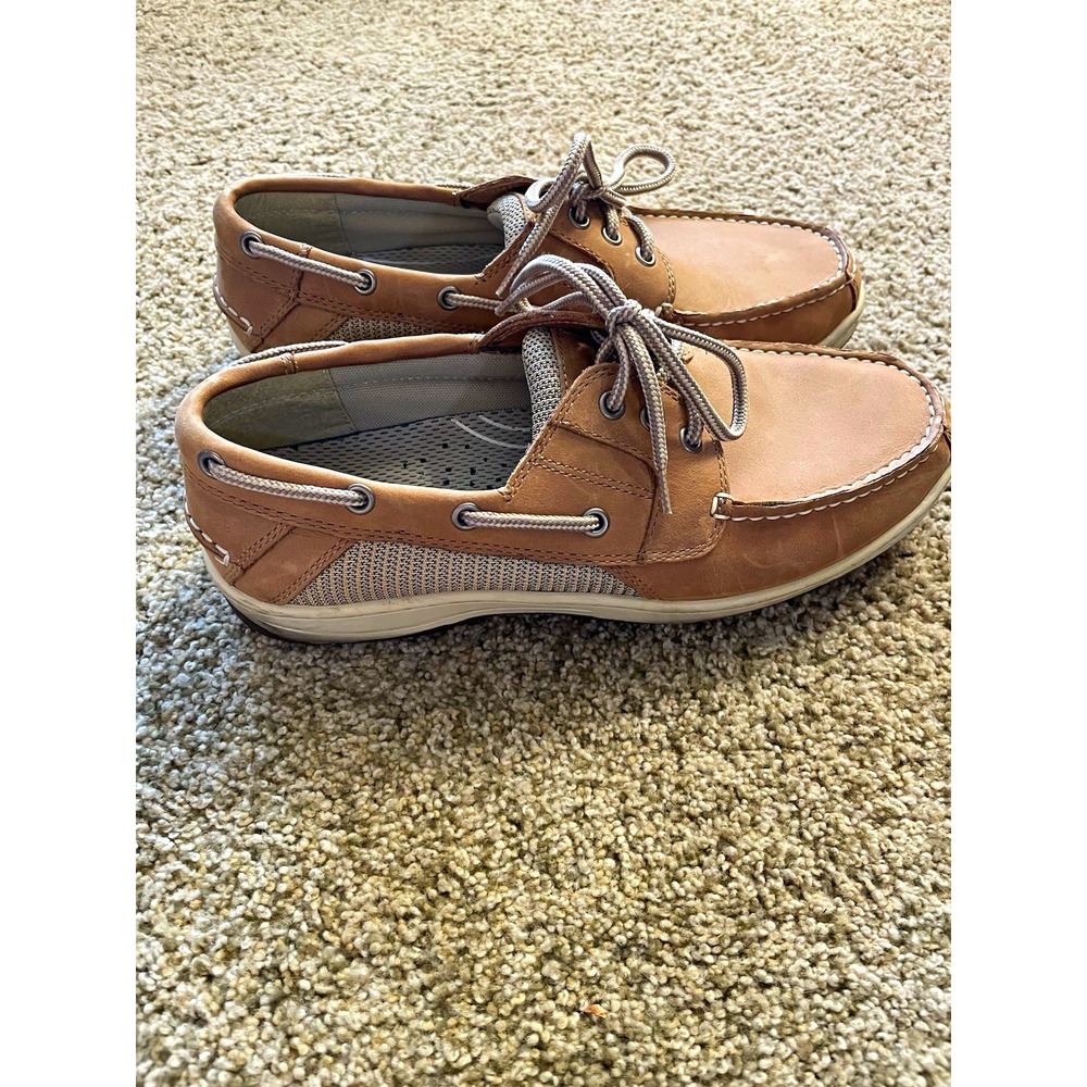 J.Murphy Men's Brown Leather Boat Shoes Rubber Sole 10 classic preppy coastal